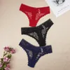 Kvinnors trosor 6st / massor Sexiga Thong Kvinnor Lace Seamless Tangas Transparenta Hollow Girls G-String Low-Rise Erotic Underwear Wholesale