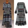 Atumn Dress Women Maxi Long Robe Femme 2021 Vonda Plus Size Sundress 빈티지 인쇄 파티 멍청이 캐주얼 드레스