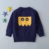 Ankomst Pojke tröja Barnkläder Trycktecknen Baby Boys Cardigan Button Blue Knitwear 1-5T Kids 210629