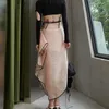 Patchwork Asymmetrische Sexy Rok voor Vrouwen Hoge Taille Slanke Effen Mid Rokken Vrouwtjes Zomer Kleding Stijl 210521