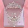 Musujące Rhinestone Ślub Posrebrzane Kryształ Tiaras Korony Kolczyk Naszyjnik Zestawy Biżuteria Dla Nowożeńców Dla Kobiet