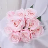 Newartifical Rose Flower Bukiet 9/10/12/18 Heads Silk Róże Bukiet Romantyczny Wedding Party Decoration Kwiaty RRF12477