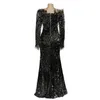 Casual Dresses Autumn Long Women Party Sexy Sequinis Slash Neck Feather Elegant Female Dinner Dress Robe African Maxi Vestiods