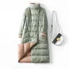 Duck Down Kurtka Kobiety Zima Odzieży Odzieży Płaszcze Kobiet Long Casual Light Ultra Cienkie Ciepłe Puffer Kurtki Parka Branded 211007