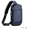 Men's Crossbody Chest Bag Waterproof USB Charge Oxford for Men Anti-theft Lock Back Shoulder Sling Travel