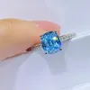 Cluster Anneaux Shipei 100% 925 argent sterling Aquamarine Gemstone Mariage Anniversaire Anniversaire Fine Bijoux Elegant Vintage Ring240V