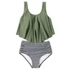 RXRXCOCO High Waist Bikini Push Up Swimwear Women Swimsuit Plus Size Set Ruffle Tankini Two Piece Halter Swim Wear 210712