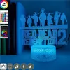 3D Новинка Настольная Лампа USB Аниме Ночник Светодиодный Red Dead Redemption 2 Ночник Игровая Комната Клубное Украшение Детский Подарок Lava Base3176982