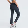 L081 Dames Yogabroeken Drawcord Elastische taille met zakoutfit Loose Straightleeg Drape Sports en Leisure Joggers Sweatwicking 6432909