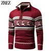 Mannen Herfst Casual Jacquard Half Zip Polo Sweater Cardigan Jas Winter Lange Mouwen Mock Neck Trui 210918