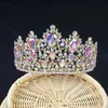 Ny vintage Luxury Big European Bride Wedding Tiaras Gorgeous AB Crystal Stor halv Rund Queen Crown Wedding Hair Tillbehör X0625