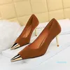 Kleid Schuhe Wildleder Frau Pumps Metall Spitze Zehen High Heels Sexy Party Stiletto 7 cm 9,5 Absätze