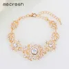 Mecresh Gold Color Crystal Bridal Jewelry Sets Floral Pattern Long Earrings Bracelet Set 2018 Fashion jewelry SL031+EH182 H1022