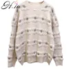 H.SA Estilo Coreano Mulheres Doces Patchwork Malha Pull ONeck Cute Chique Pullovers Sweater Floral Jumpers 210417