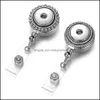 Key Rings Jewelry 3 أنماط المفاجئة زر ولديسة المعادن قابل للسحب شارة بكرة بطاقة الهوية كليب الدائري لانيا قطرة التسليم 2021 HSOWF