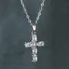 Pendanthalsband Ett stycke Jesus Cross Halsband för kvinnor Luxury Crystal Rose Gold Silver Color Chains Wedding Jewelry Gift297J