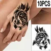 10 pz/lotto Tatuaggio A Mano Tatuaggi Temporanei Waterfoof Sticker Braccio Pieno Fresco Mano Rosa Fiore Falso Flash Tattoo Body Art