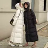 Down Bomullskläder Kvinnor Vinter Koreansk X-Long till Ankel BF Loose Outwear Parkas Coat 210916