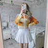 Chic Lady court tricoté pull veste automne mode Style français soleil imprimer simple boutonnage lâche Cardigans femme LR1321 210531
