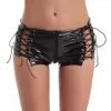 Kadınlar Parlak Wetlook Deri Lingerie Set Erotik Parlak Lateks Boxer Aşağıda Açılış Crotch Deri Crotch Deri Tops Porno Meme Maruz Y0911