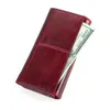 Wallets BONAMIE Genuine Leather Women With Zipper Pocket High Quality Clutch Long Cowhide Wallet RFID Fashion Female Purse