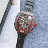 Top Digite Version Skeleton Dial All Fiber Pattern Case Japan Sapphire Mens Watch Rubber Designer Sport Watches 16310l