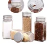 Wholesale Herb Spice Tools 80 ml jars salt pepper bottles empty square containers shaker with lid airtight metal caps