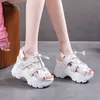 Hoge hakken sandalen vrouwelijke sport dikke bodem zomer 2021 dames mesh ademend schoenen wig open teen platform schoenen