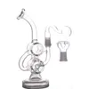 Mini Dab Rigs smoking water pipe Recycler bong Double Barrel Percolator honeycomb bong With 14mm Joint glass oil burner pipe