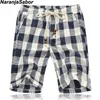 NaranjaSabor Summer Mens Casual Shorts Coton Plaid Beach Hommes Mode Court Mâle Sport Cool Marque Vêtements 5XL N505 210714
