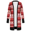 Women's Trench Coats 2021 Women Sweater Cardigan Winter Christmas Print Button Long Top Casual Cardigans Chic Korean Fashion Knit Jacket