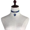 Pendentif coeur gothique denim collier ras du cou bouton réglable femmes colliers collier bijoux de mode
