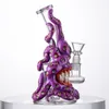 Octopus Hookahs Halloween Style Heady Verre Bong avec Pomme de Douche Perc Unique Pipe à Eau pour Oil Dab Rigs 7 "Tall 14mm Joint