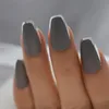 Unghie finte Fake Designer Silver U Punte per unghie bara opache Press Ons Arte di manicure artificiale di media lunghezza per unghie Laides Prud22