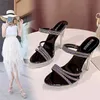 Summer Comfortable Women's High Heels Sexy Crystal Transparent Shoes Color Diamond Fabric High-Heeled Stiletto Platform Sandals Y0721