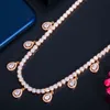 Cwzyrcinie Bling Łańcuch tenisowy Kropla Kubin Cyrkonia Kobiety Wedding Party Choker Naszyjnik Złoty Kolor Bohomian Biżuteria CP072