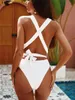 Fatos de uma peça 2021 Maiô de renda feminino Sexy com decote em V Maiô de uma peça Mujer Trikini Banador Maio Biquini Monokini Bikini Badpak Maillot