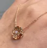 V gold material flower pendant necklace and drop earring With diamond for women engagement jewelry gift have box PS4718