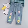 IENENS enfant garçons jean pantalon vêtements bébé enfant en bas âge garçon Denim pantalon printemps automne enfants lettre Cowboy pantalon bas G1220