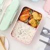 Portable Microwave Lunch Box Wheat Straw Dinnerware Storage Container Children Kids School Office Sealed Heated Bento Box