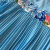 Sukienki Letnie Biurowe Dla Panie Plised Blue Printed High Paist Mid Calf Eleganckie Biznesowe Prace Moda Ol Dress Midi