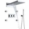 Brushed Nickel Shower System Body Jets Top Hot And Cold Waterfall Shower Head Rainfall Massage Set