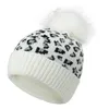 Leopardo chapéu de malha pompom pêlo esfera esferas mulheres inverno aquecedor lã de confecção de malhas tampa ao ar livre manter quente beanie tampões festa chapéus m3905