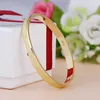 Bangles de moda rosa pulseira de ouro para mulheres redondo casal dourado liga prateada casamento simples picada Q0719