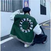 Hip Hop Letters Borduurwerk College Jassen Heren Patchwork Kleur Blok Harajuku Bomber Jacket Dames Baseball PU Lederen Jassen 211110