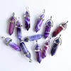 Purple pink green Stripe onyx pillar shape point Chakra stone charms pendants for necklace earrrings jewelry making