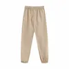 Pantaloni a pieghe casual da donna Solid Pantaloni a vita alta con cerniera a vita alta Pantaloni kaki in vita elastica Pantalones Mujer 210414