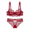 Nowe białe, przezroczyste kobiety stanik i majtki Set bieliznę seksowną Plus Size C D E Cup Push Up Brassiere Lace Bielizna Zestawy dla dziewczyny2418