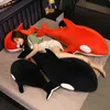 Simpatico 60/80 cm Squalo nero e rosso Giocattoli di peluche Grande bambola di balena assassina Orcinus Orca Animali marini di peluche Regalo di compleanno per bambini 210728