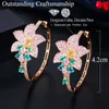 Colorful Cubic Zircon Gold Color Big Tassel Flower Charm Round Hoop Earrings for Women Luxury Designer Jewelry CZ718 210714